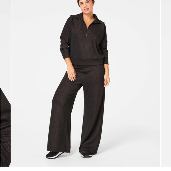 SPANX AIR ESSENTIALS-WIDE LEG PANTS-LTD EDITION COLOR/BLACK SILVER—NEW IN PKG - Picture 4 of 5